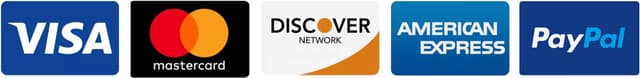 Secure payment: Visa, Mastercard, Discover, American Express, PayPal