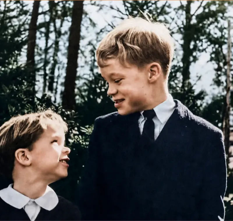 Hand-restored black-and-white photograph, the after side of a MemoryCherish before-and-after