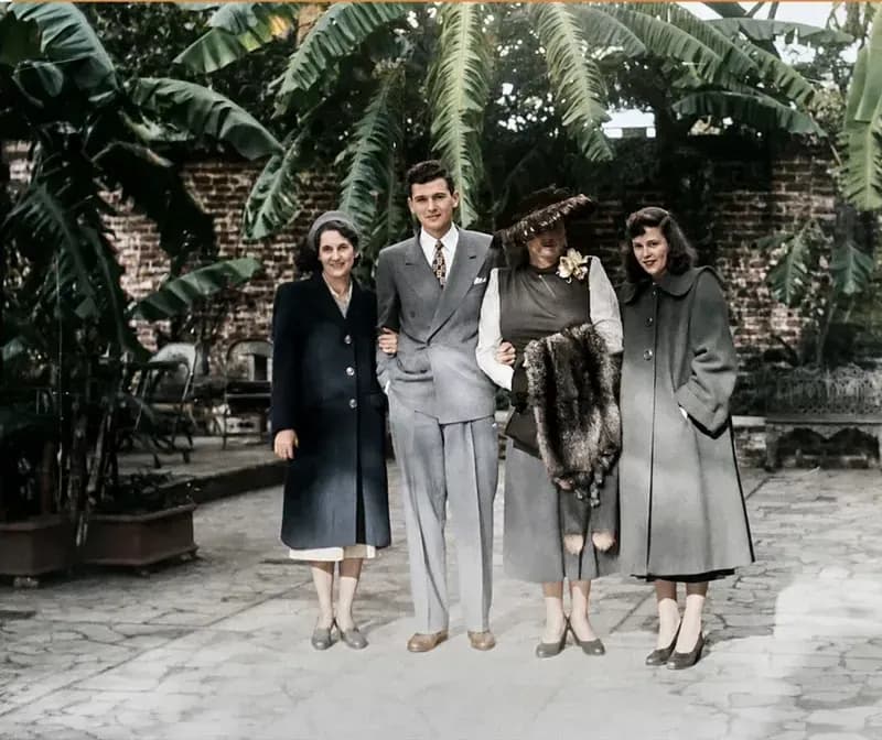 The same 1950s-1970s photograph after hand colorization by MemoryCherish, natural color added