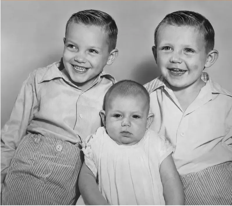 The same discoloured photograph, restored by hand at MemoryCherish