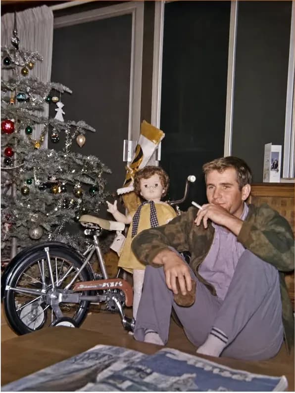 The same 1950s-1970s photograph after hand restoration by MemoryCherish, stains and marks repaired and detail recovered