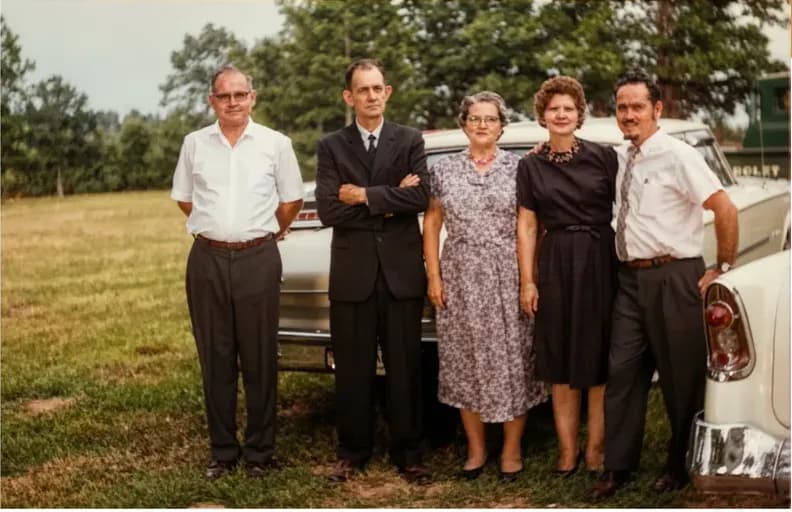 The finished restoration: this discoloured photograph looks the way the family remembers it