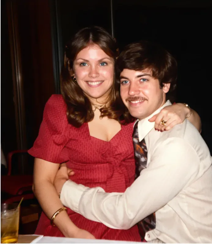 The same 1950s-1970s photo restored by hand at MemoryCherish, discoloration corrected and clarity brought back