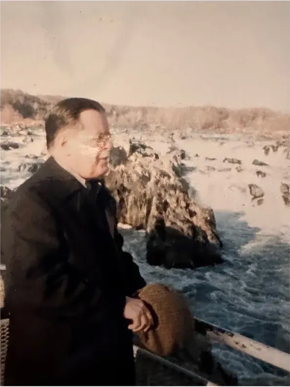 Original discoloured photograph before it was restored by hand