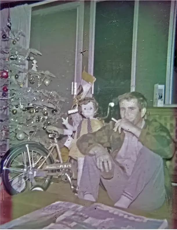 Stains and marks on a 1950s-1970s photograph, before hand restoration by MemoryCherish artists