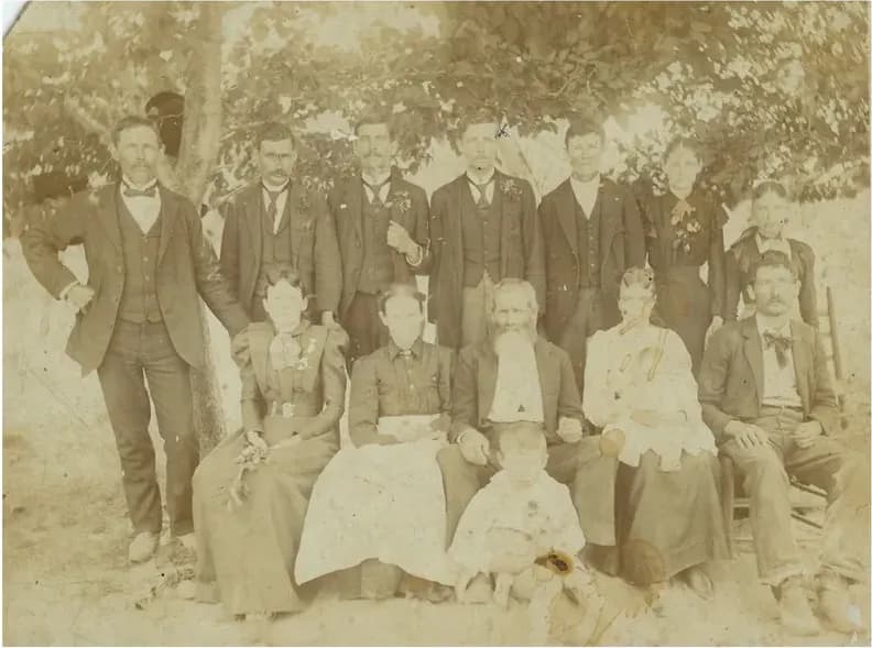 Original discoloured photograph before it was restored by hand