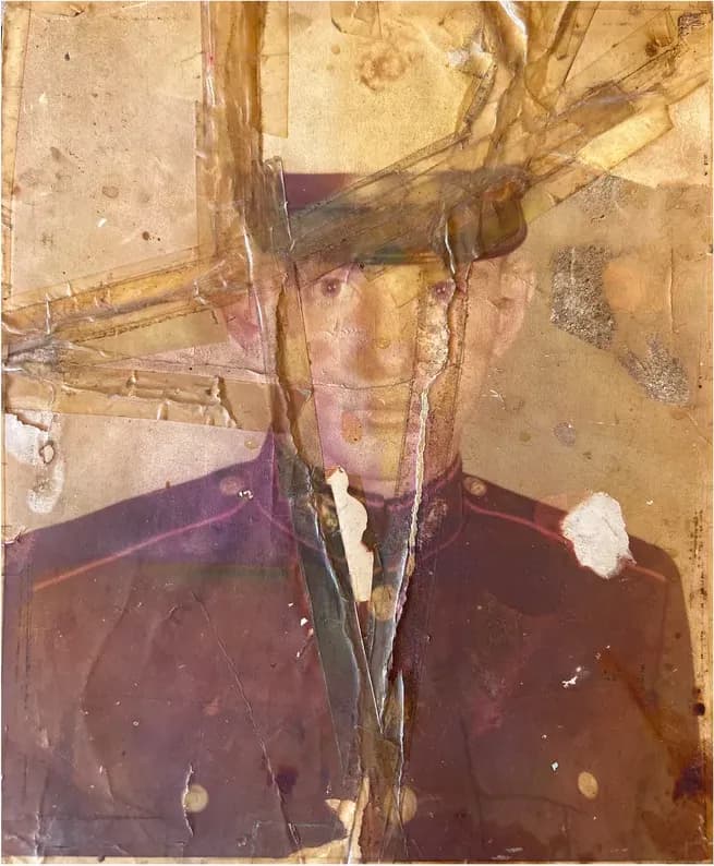 A treasured discoloured photograph, worn with time, before being restored