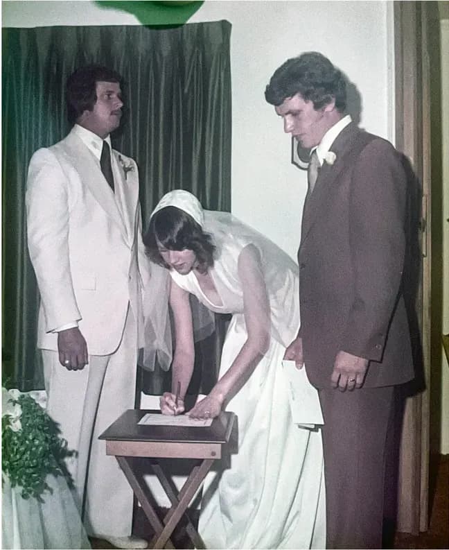 Old discoloured photograph showing its age, before photo restoration