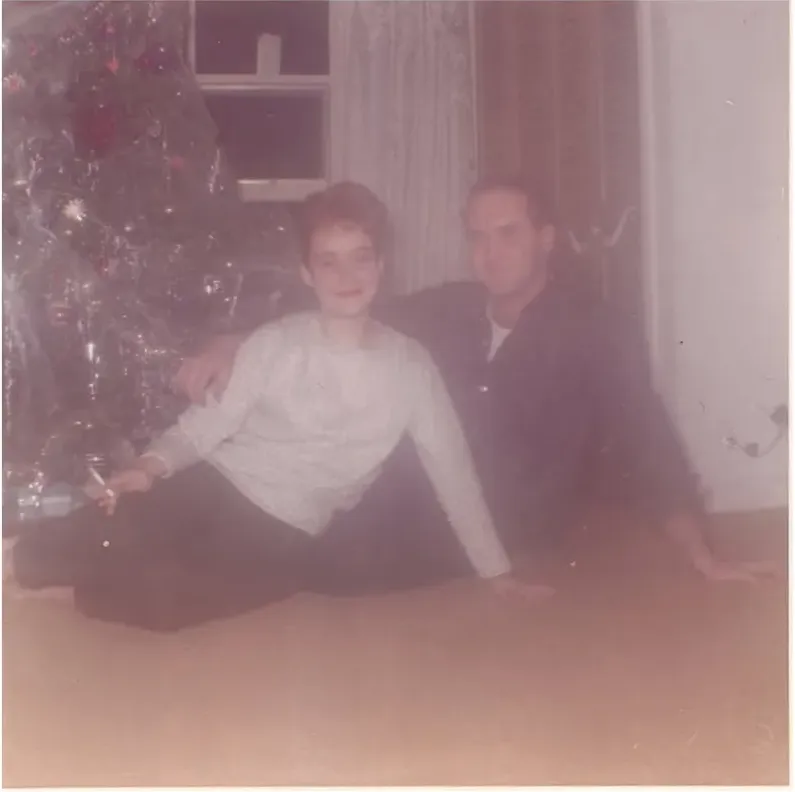 Old discoloured photograph showing its age, before photo restoration
