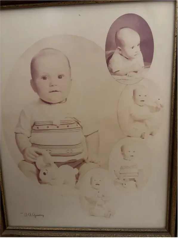 Original discoloured photograph before it was restored by hand