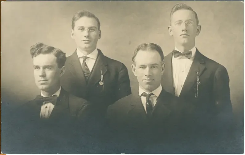 Discoloration on a pre-1950 photograph, before hand restoration by MemoryCherish artists