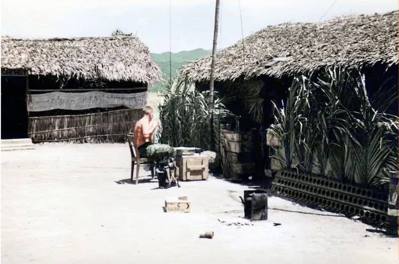 The same 1950s-1970s photograph after hand colorization by MemoryCherish, natural color added