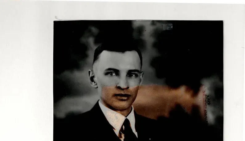 Original pre-1950 photograph showing water damage, before photo restoration by MemoryCherish