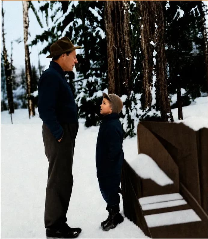 The same 1950s-1970s photograph after hand colorization by MemoryCherish, natural color added