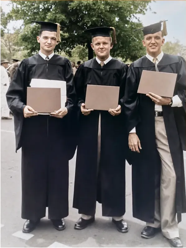 The same 1950s-1970s photograph after hand colorization by MemoryCherish, natural color added