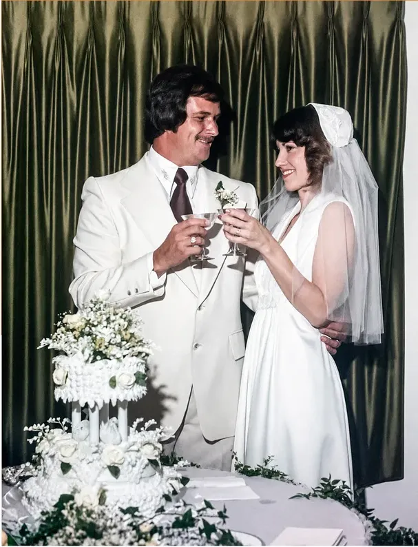 The same 1950s-1970s photograph after hand colorization by MemoryCherish, natural color added