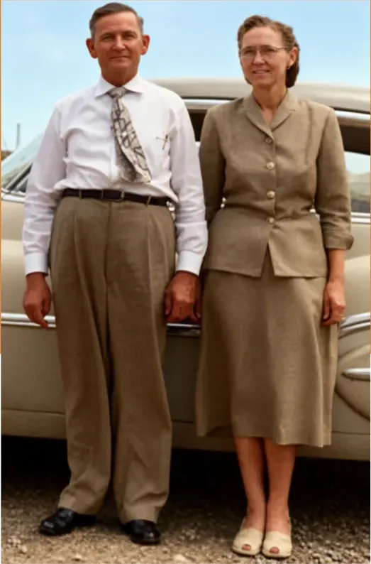 The same 1950s-1970s photograph after hand colorization by MemoryCherish, natural color added