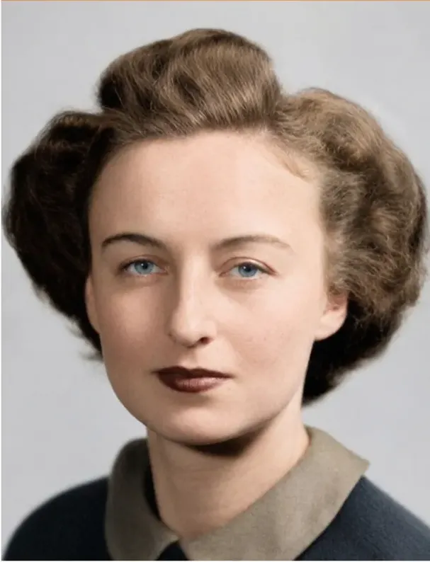 The same pre-1950 photograph after hand colorization by MemoryCherish, natural color added