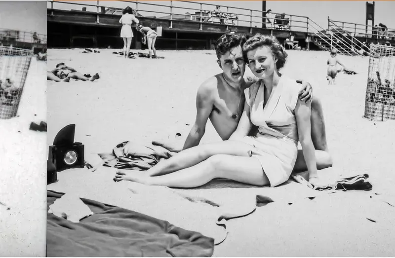 The same 1950s-1970s photograph after hand colorization by MemoryCherish, natural color added