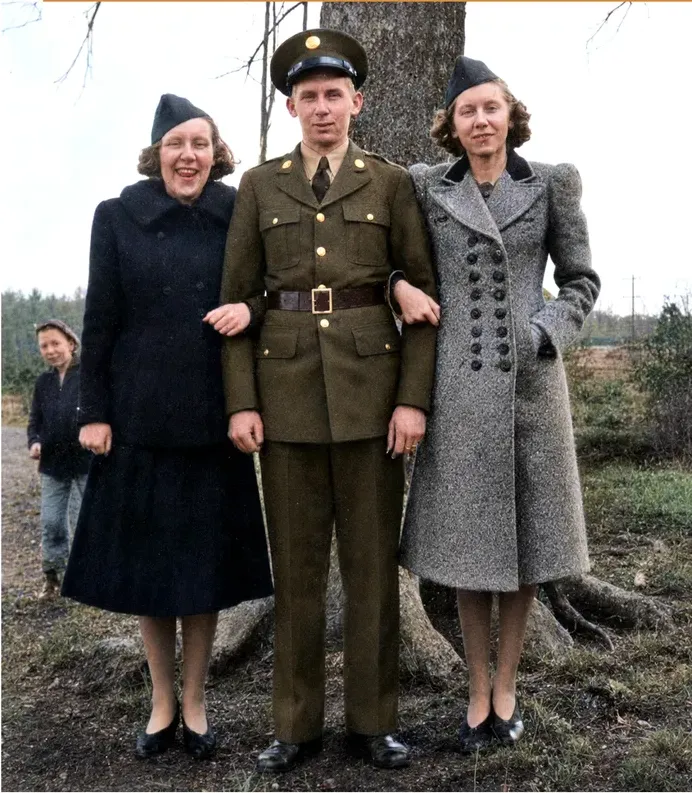 The same 1950s-1970s photograph after hand colorization by MemoryCherish, natural color added