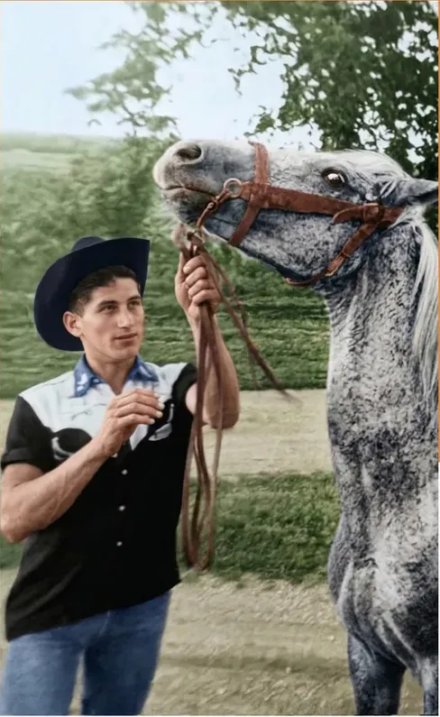 The same 1950s-1970s photograph after hand colorization by MemoryCherish, natural color added