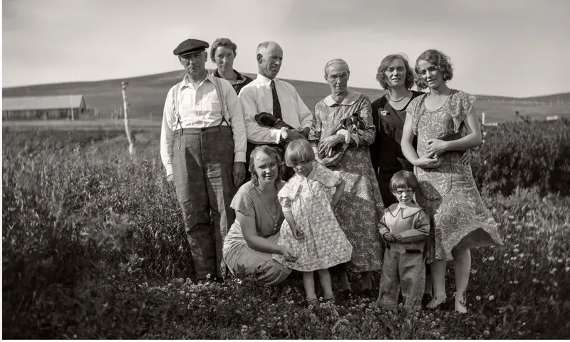 The same pre-1950 photograph after hand colorization by MemoryCherish, natural color added
