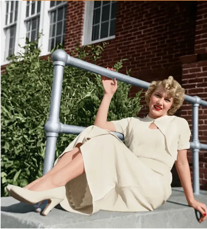 The same pre-1950 photograph after hand colorization by MemoryCherish, natural color added