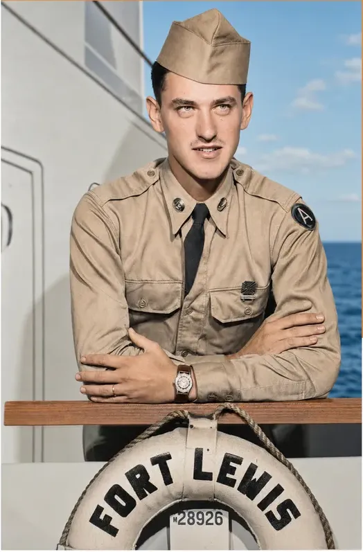The same 1950s-1970s photograph after hand colorization by MemoryCherish, natural color added