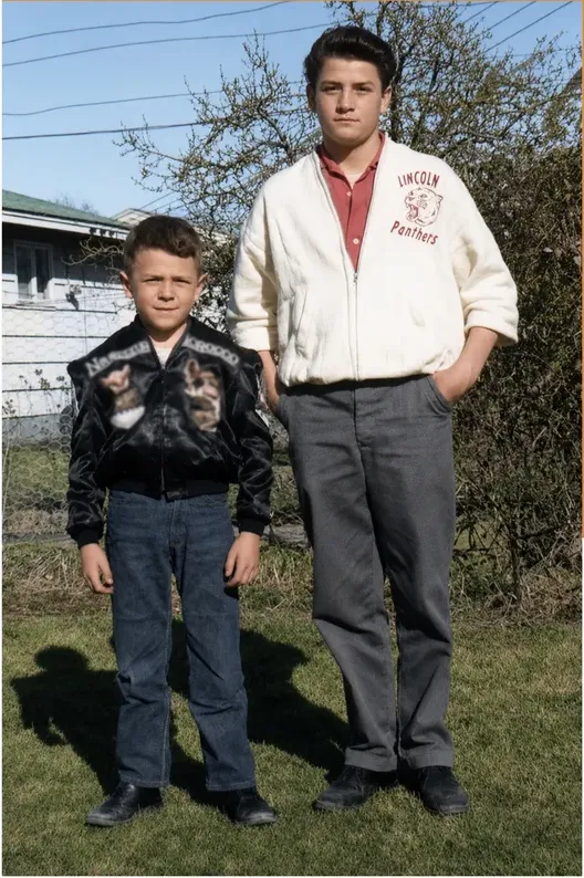 The same 1950s-1970s photograph after hand colorization by MemoryCherish, natural color added