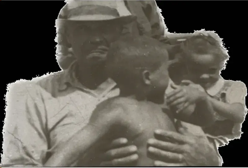 Black-and-white 1950s-1970s photograph before hand colorization by MemoryCherish artists
