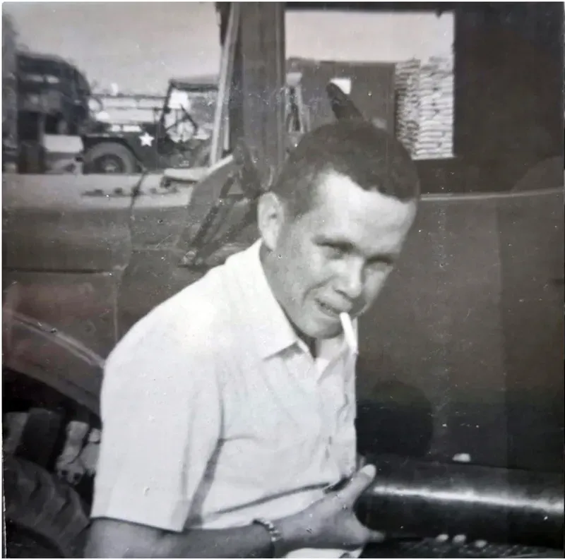 Black-and-white 1950s-1970s photograph before hand colorization by MemoryCherish artists