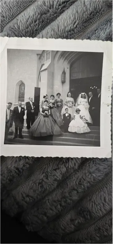 Black-and-white 1950s-1970s photograph before hand colorization by MemoryCherish artists