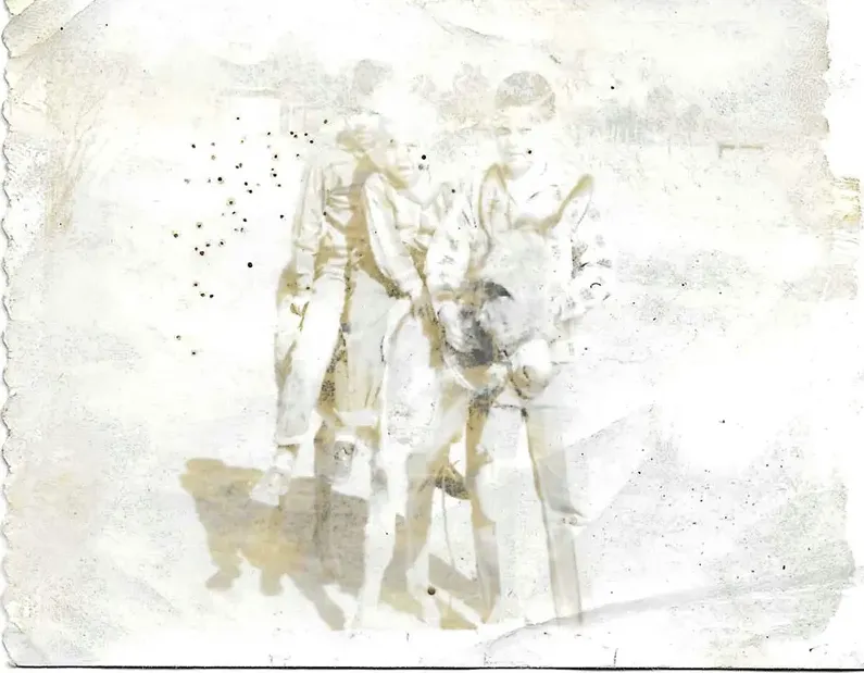 Black-and-white photograph before hand colorization by MemoryCherish artists