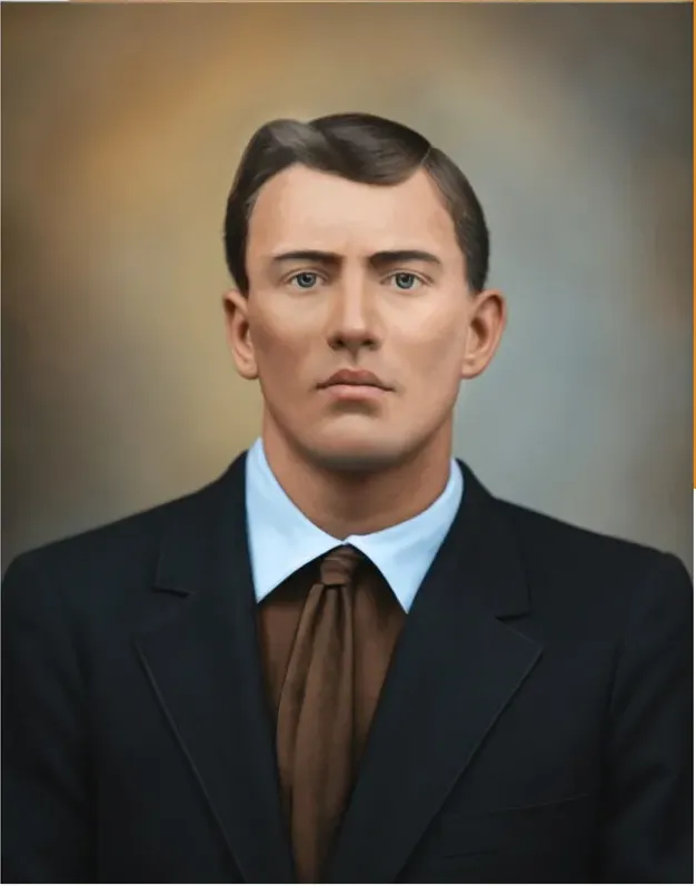 The same pre-1950 photograph after hand colorization by MemoryCherish, natural color added
