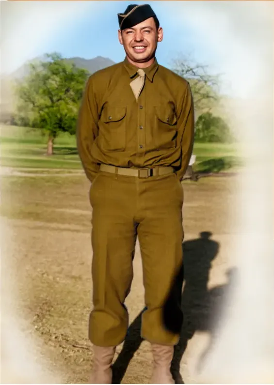 The same pre-1950 photograph after hand colorization by MemoryCherish, natural color added