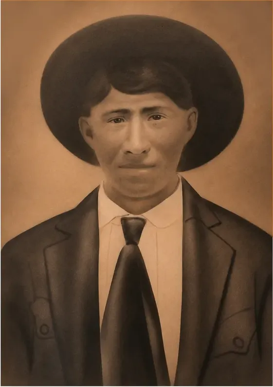 The same pre-1950 photo restored by hand at MemoryCherish, water damage corrected and clarity brought back
