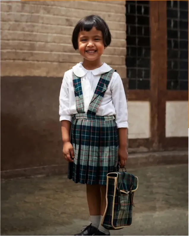 The same 1950s-1970s photograph after hand colorization by MemoryCherish, natural color added