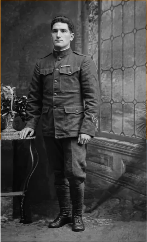 The same pre-1950 photograph after hand restoration by MemoryCherish, creases and tears repaired and detail recovered