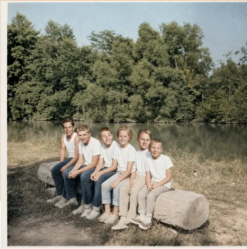 The same 1950s-1970s photograph after hand colorization by MemoryCherish, natural color added