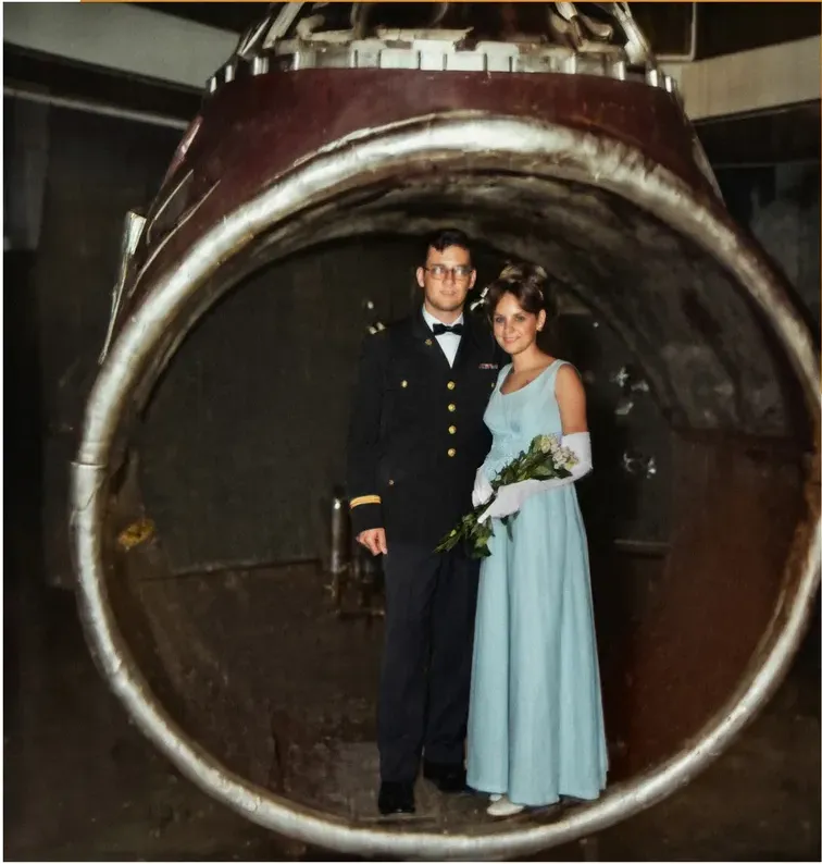The same 1950s-1970s photograph after hand colorization by MemoryCherish, natural color added
