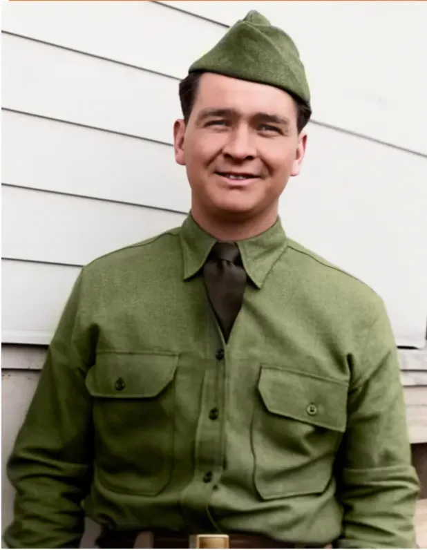 The same pre-1950 photograph after hand colorization by MemoryCherish, natural color added