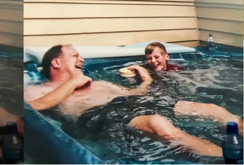 The same 1980s-plus photo restored by hand at MemoryCherish, fading corrected and clarity brought back
