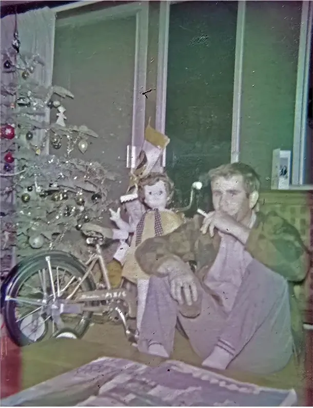 Stains and marks on a 1950s-1970s photograph, before hand restoration by MemoryCherish artists