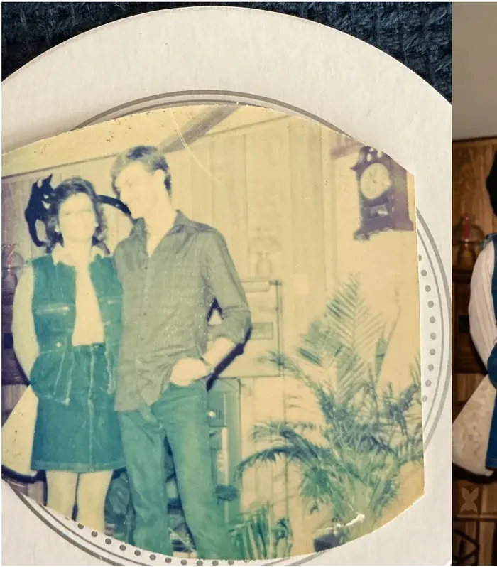 Original 1950s-1970s photograph showing creases and tears, before photo restoration by MemoryCherish