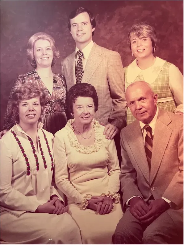 Discoloration on a 1950s-1970s photograph, before hand restoration by MemoryCherish artists