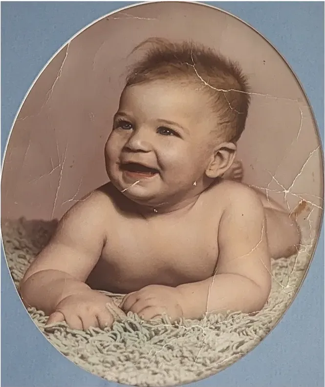 Original 1950s-1970s photograph showing creases and tears, before photo restoration by MemoryCherish