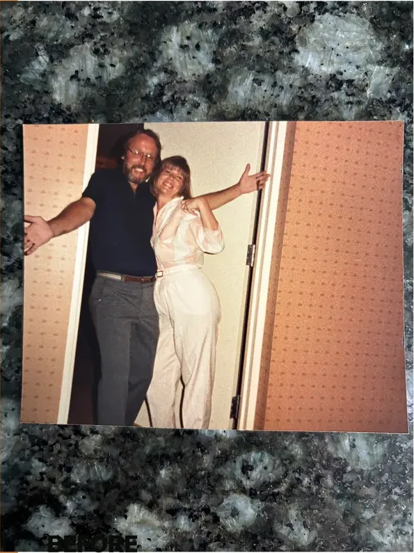 Original 1980s-plus photograph showing discoloration, before photo restoration by MemoryCherish