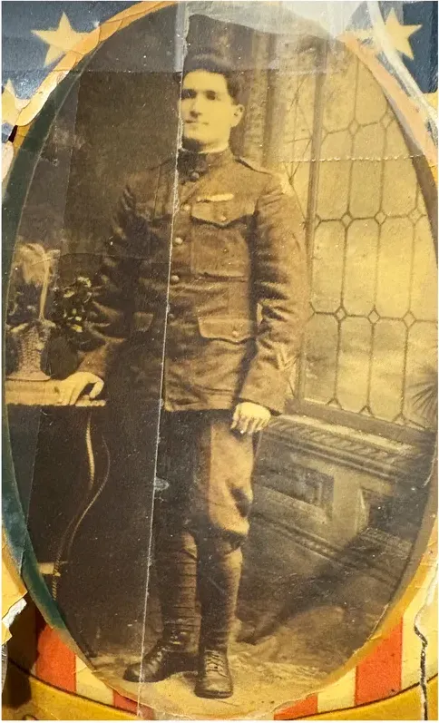 Creases and tears on a pre-1950 photograph, before hand restoration by MemoryCherish artists
