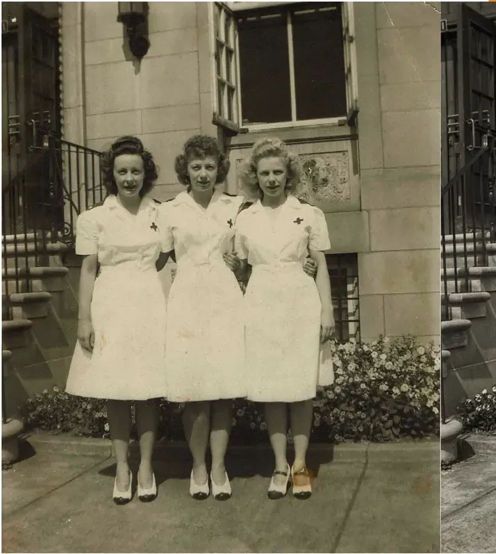 Original pre-1950 photograph showing stains and marks, before photo restoration by MemoryCherish