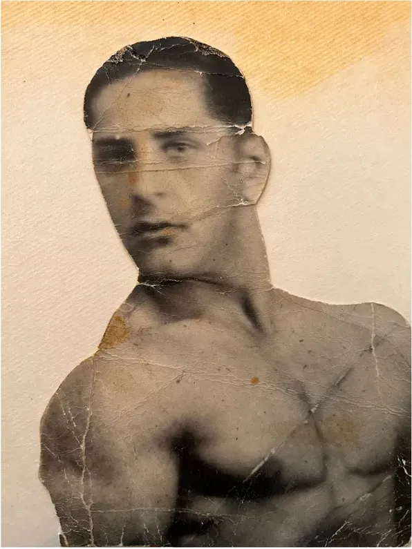 Creases and tears on a photograph, before hand restoration by MemoryCherish artists